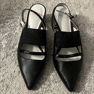 Charles & Keith Black Pointed Toe Slingback Heels
